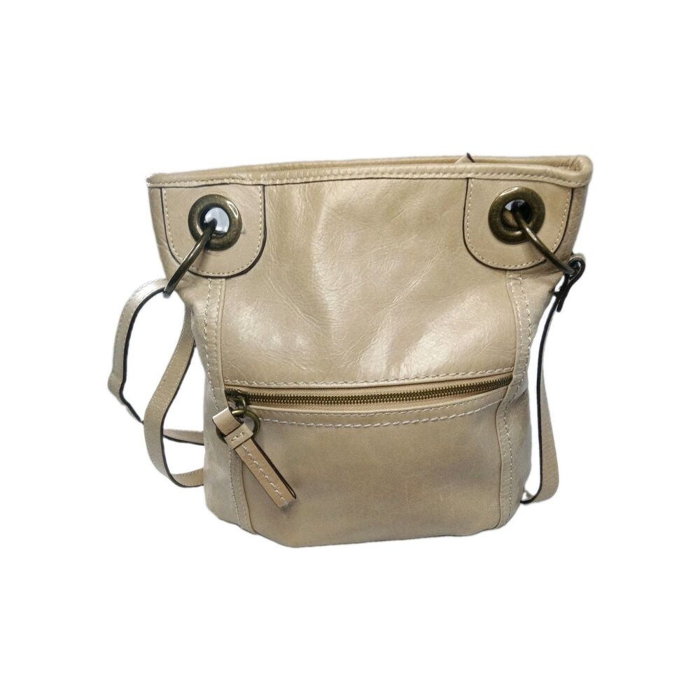 Vintage Born Leather Shoulder Bag Crossbody Light Tan Y2K Medium Size